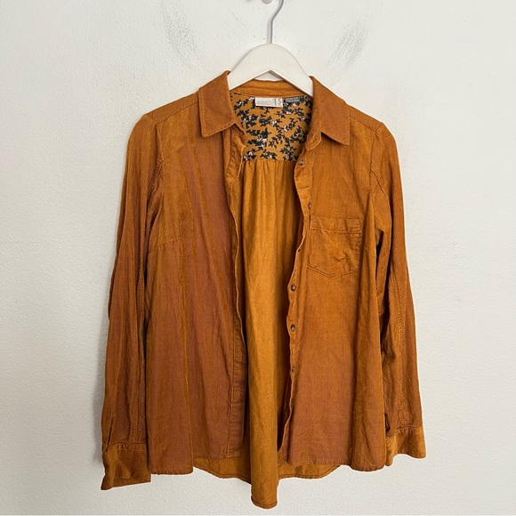 Anthropologie Heart of Building Corduroy Button Down Long Sleeve Shirt Size 2 - Picture 2 of 7